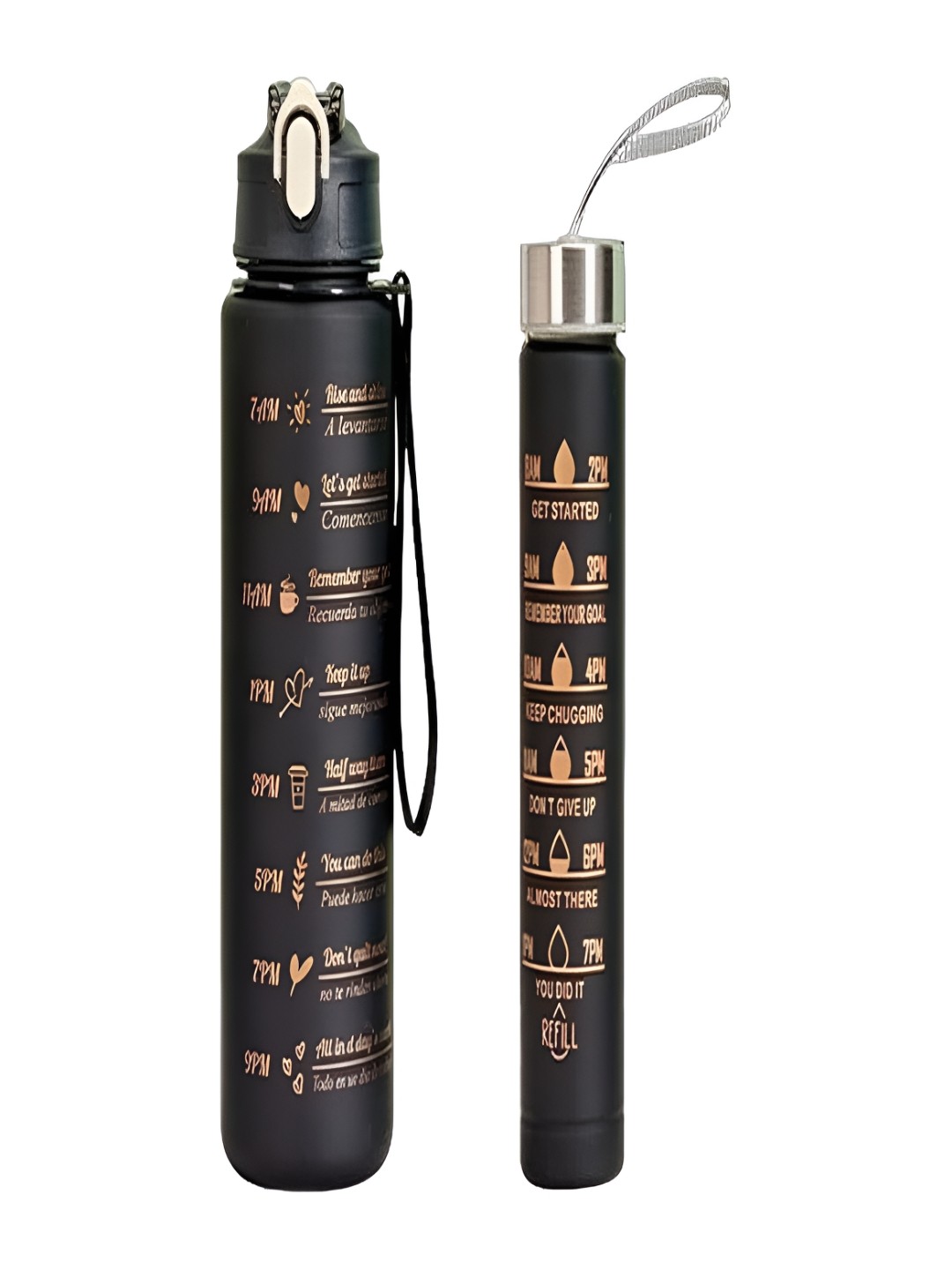 

WELOUR Black & Brown 2 Pieces Printed Single Wall Vacuum Sipper Water Bottles