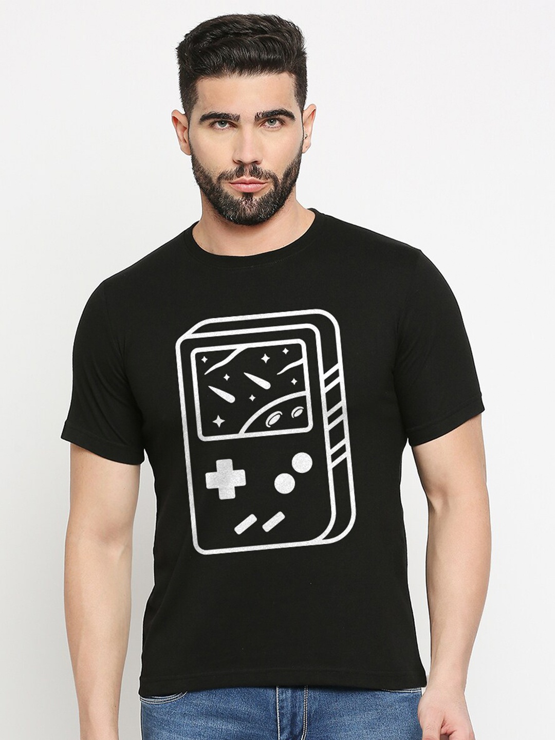 

MOD ECRU Conversational Printed Cotton T-shirt, Black