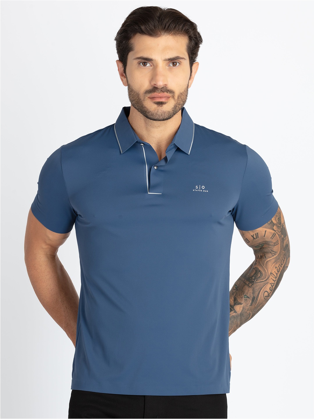 

Status Quo Polo Collar Short Sleeves T-shirt, Blue