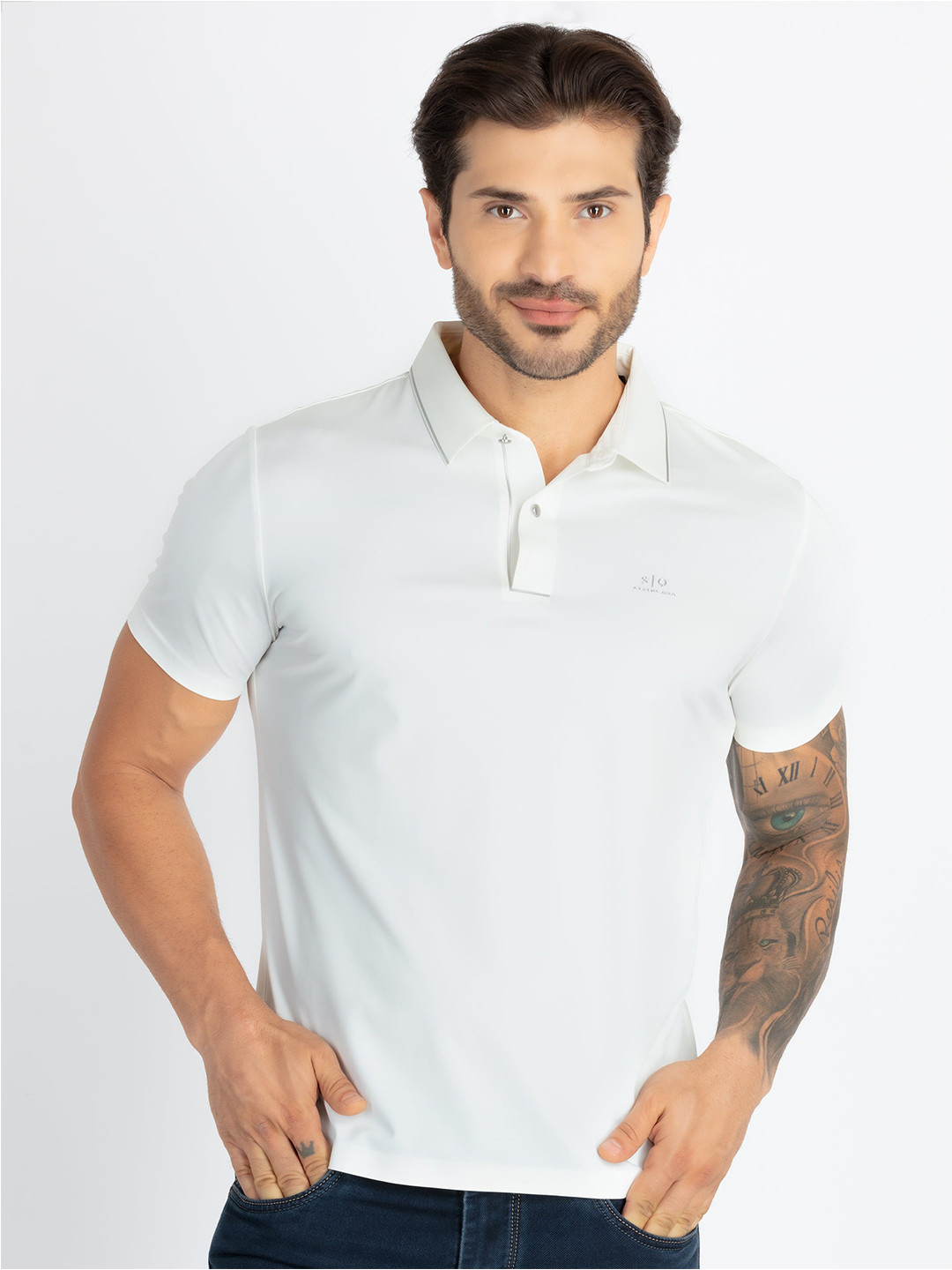 

Status Quo Polo Collar Short Sleeves T-shirt, Off white