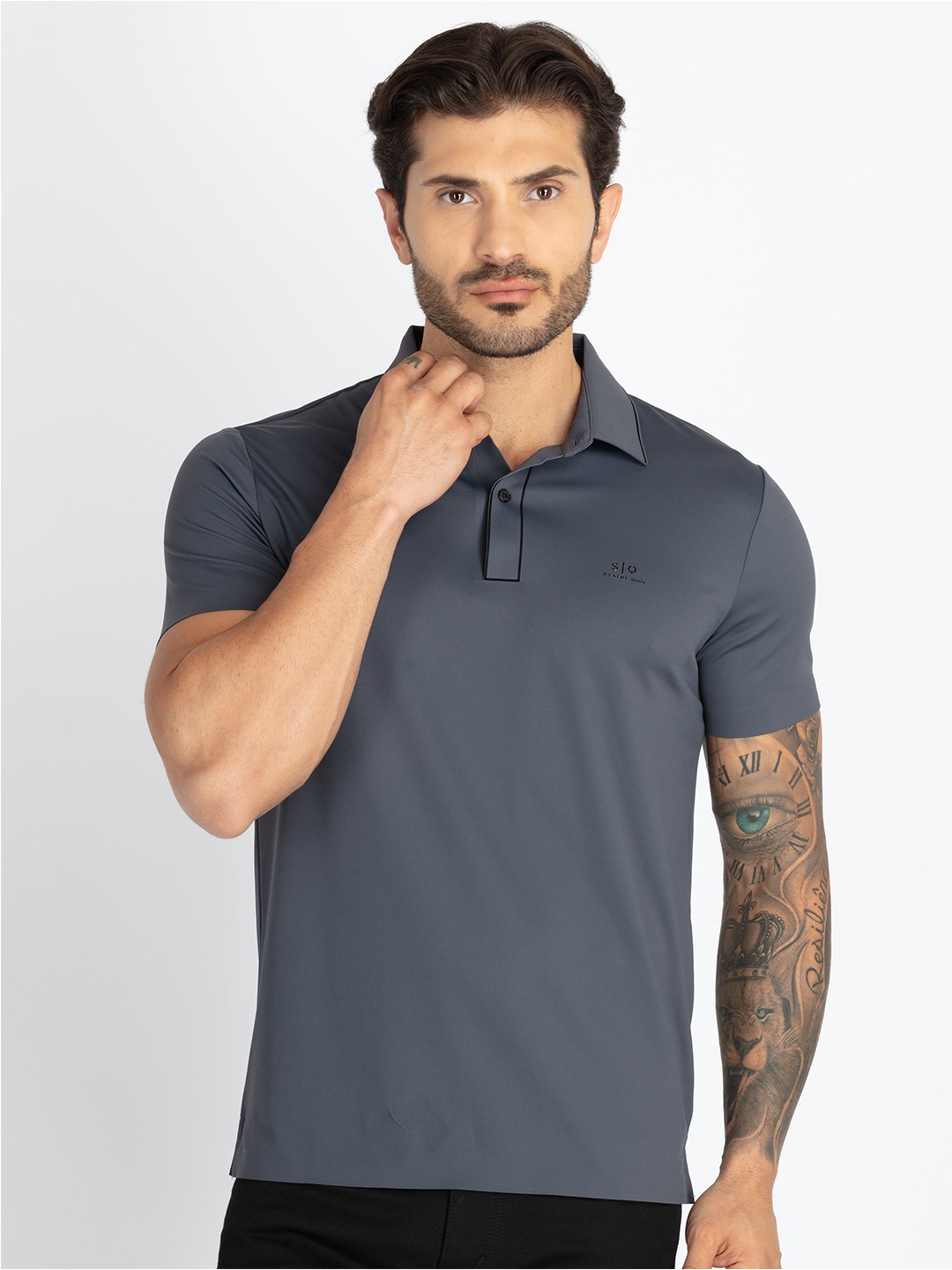 

Status Quo Polo Collar Short Sleeves T-shirt, Charcoal