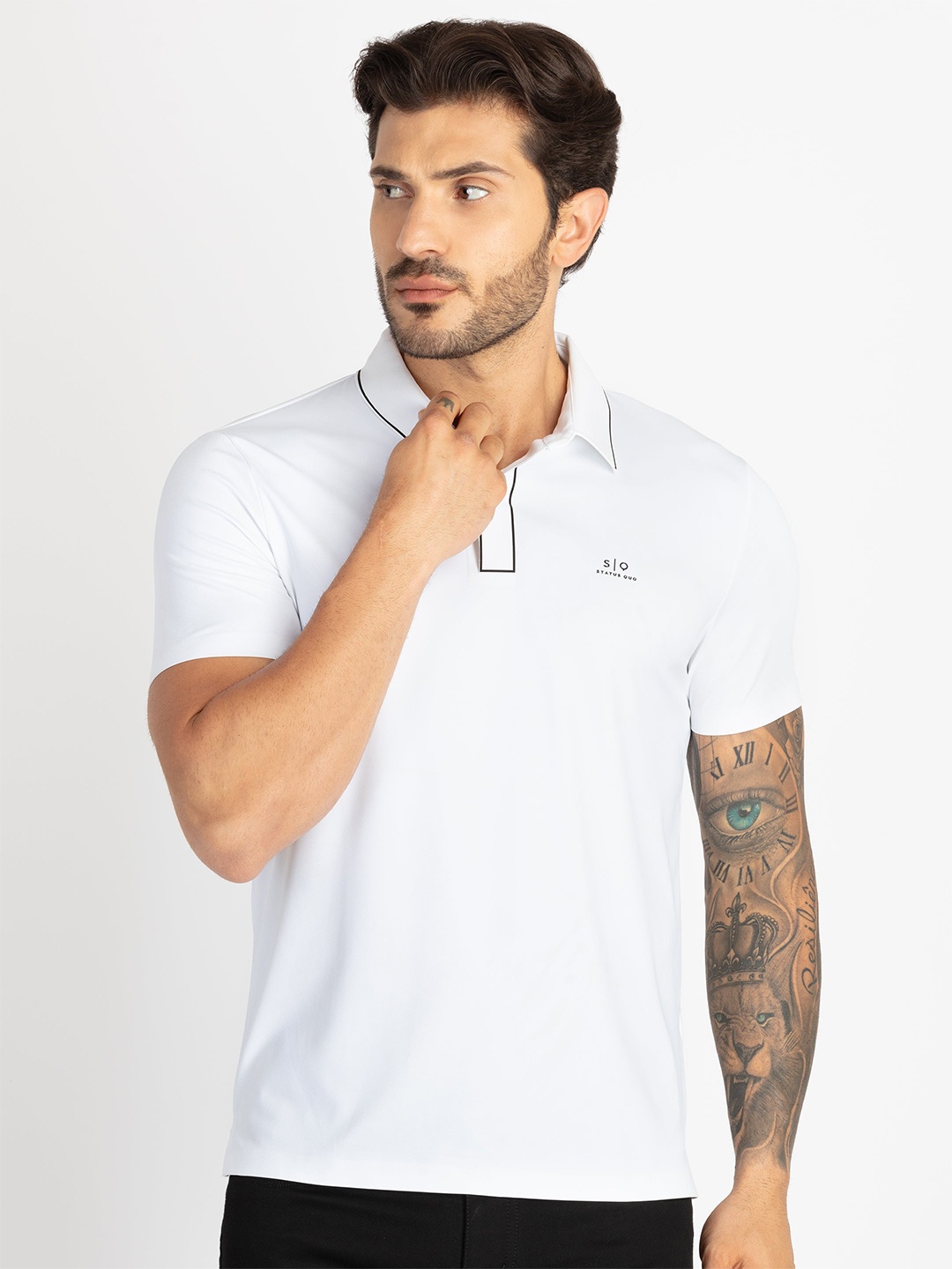 

Status Quo Polo Collar Short Sleeves T-shirt, White