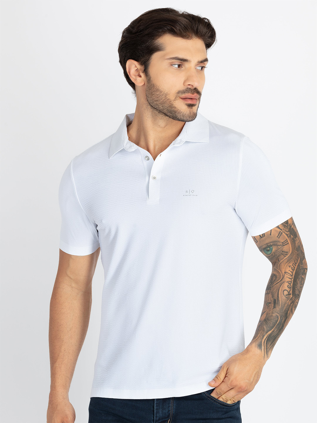 

Status Quo Polo Collar Short Sleeves T-shirt, White