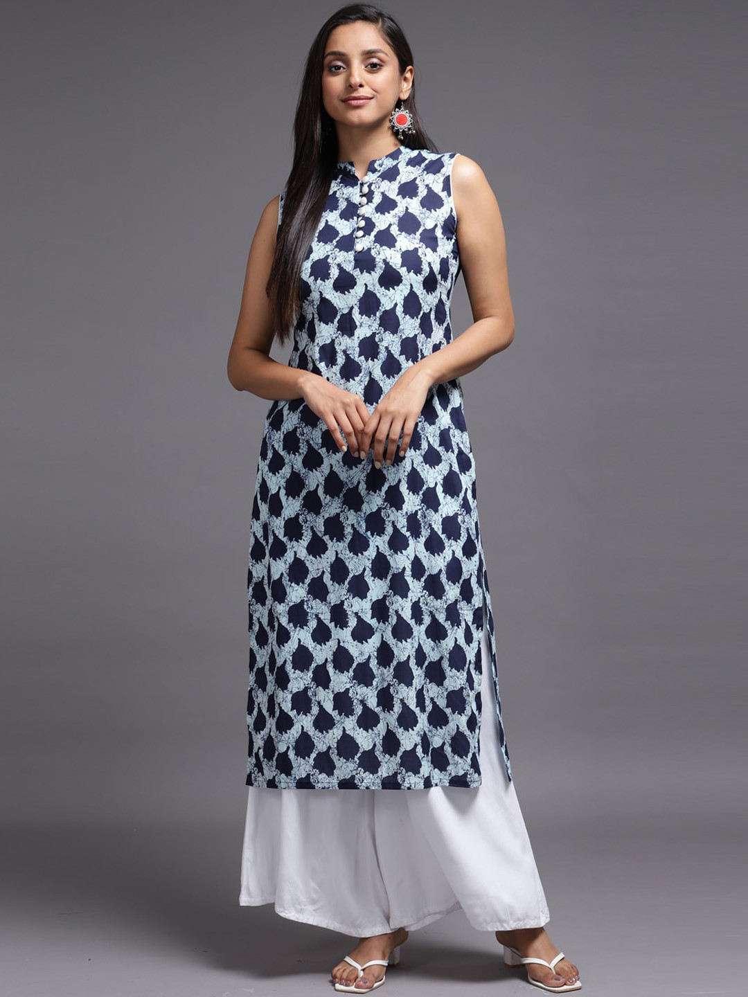 

Cora Printed Pure Cotton Straight Kurta, Blue