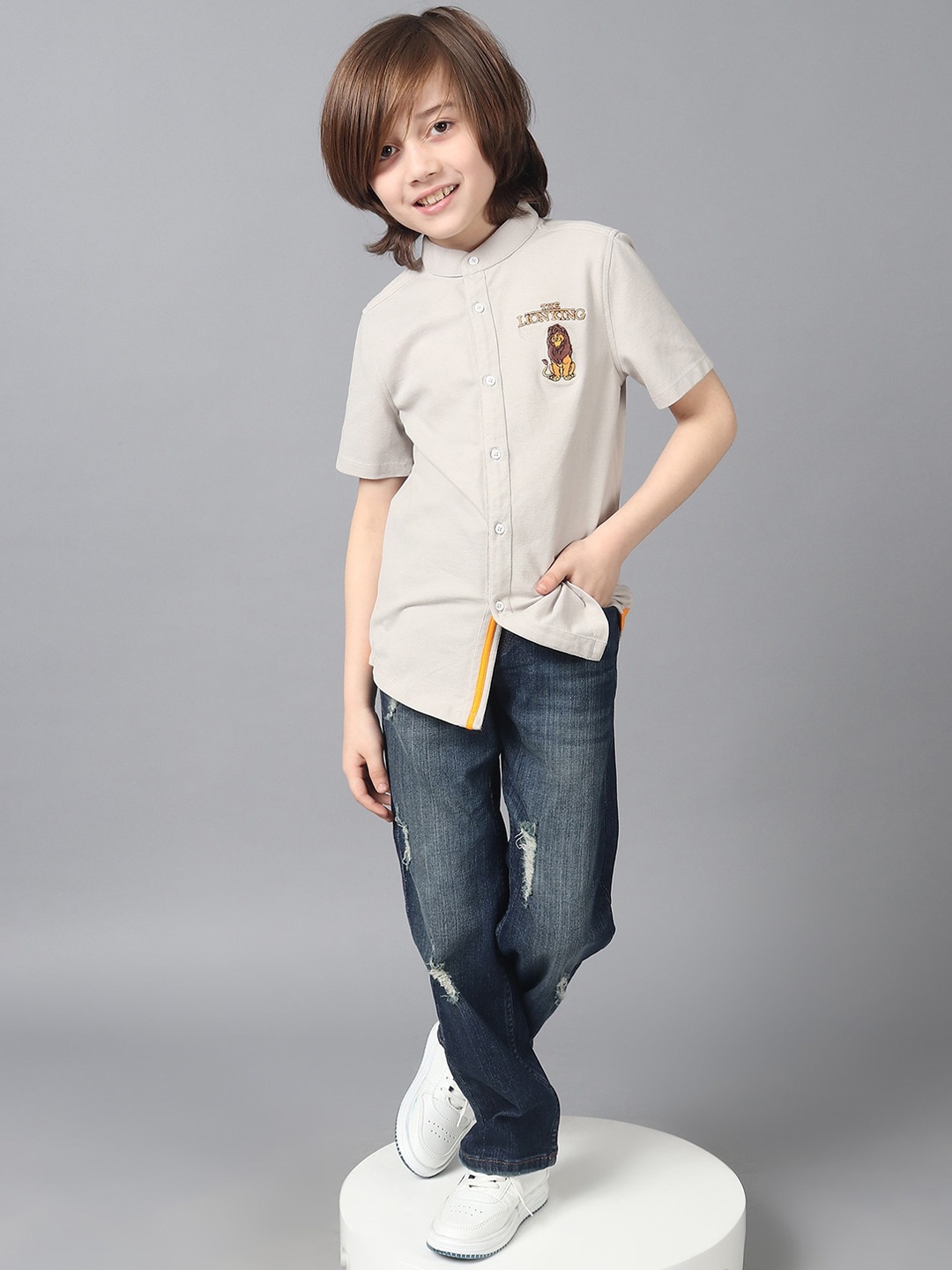 

One Friday Boys Comfort Opaque Cotton Casual Shirt, Grey