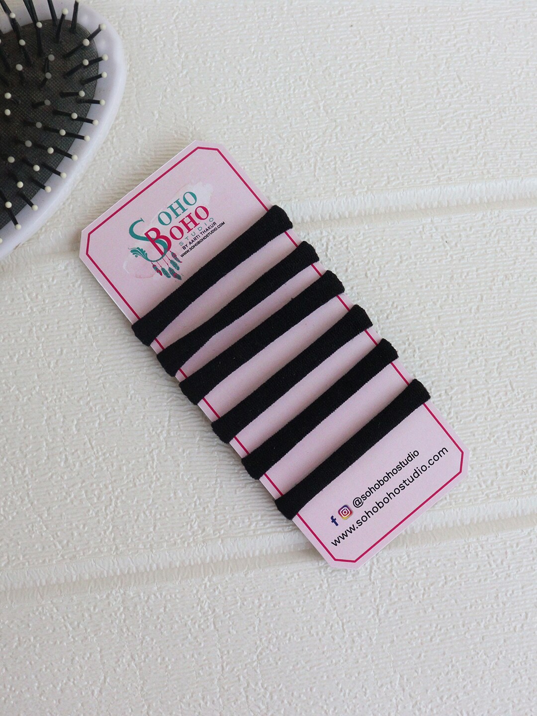 

Soho Boho Studio Set Of 6 Ponytail Holders, Black