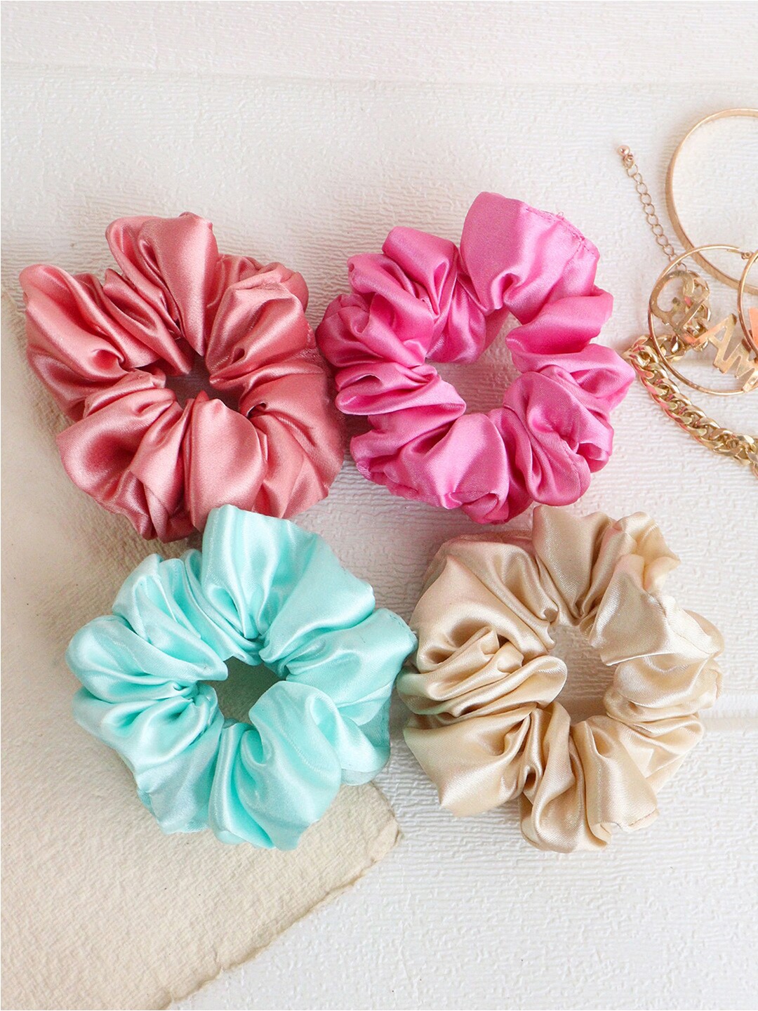 

Soho Boho Studio Set of 4 Ponytail Holders, Peach