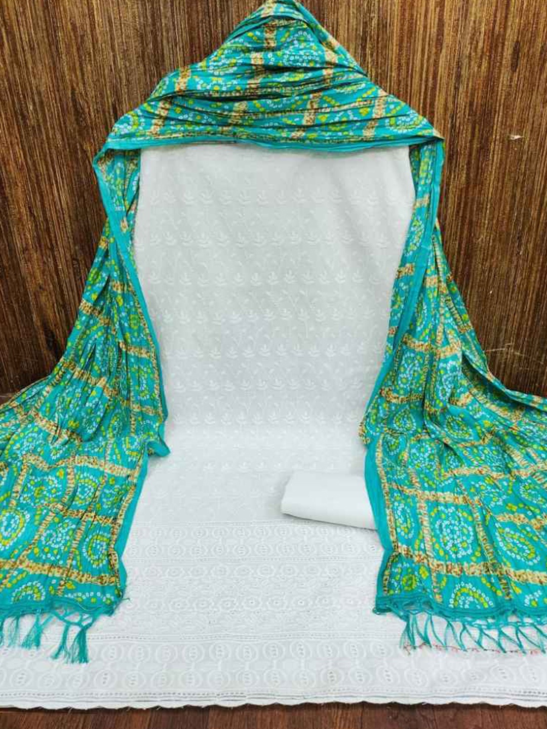 

faxofab Unstitched Dress Material, Blue