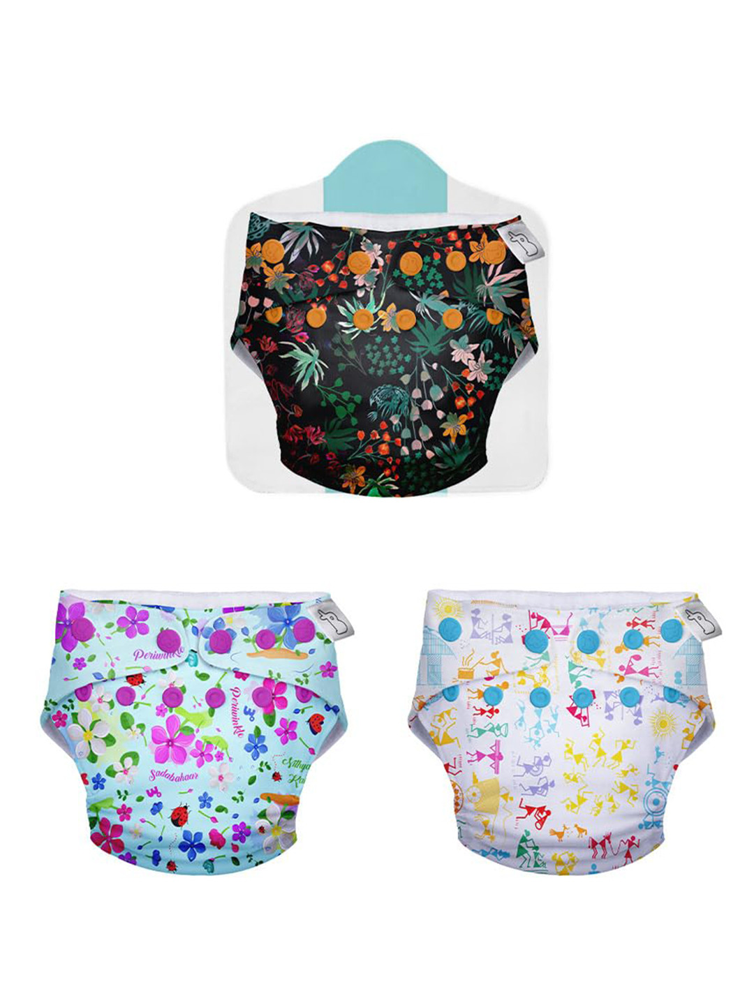

SuperBottoms Set Of 3 UNO Reusable Cotton Cloth Diaper With Easy Snaps, White