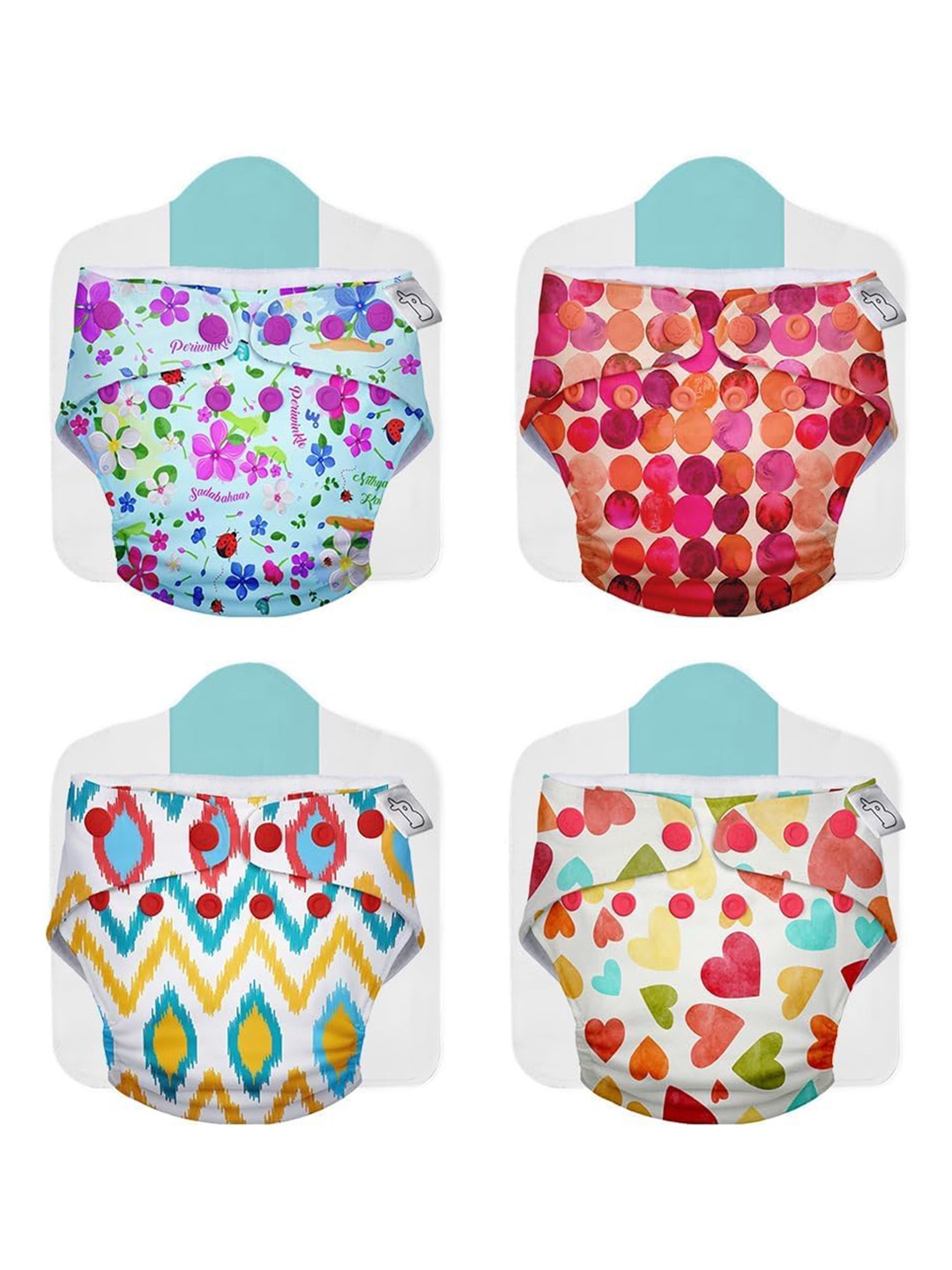 

SuperBottoms Set Of 4 Reusable Cloth Diapers With Booster Pads, White