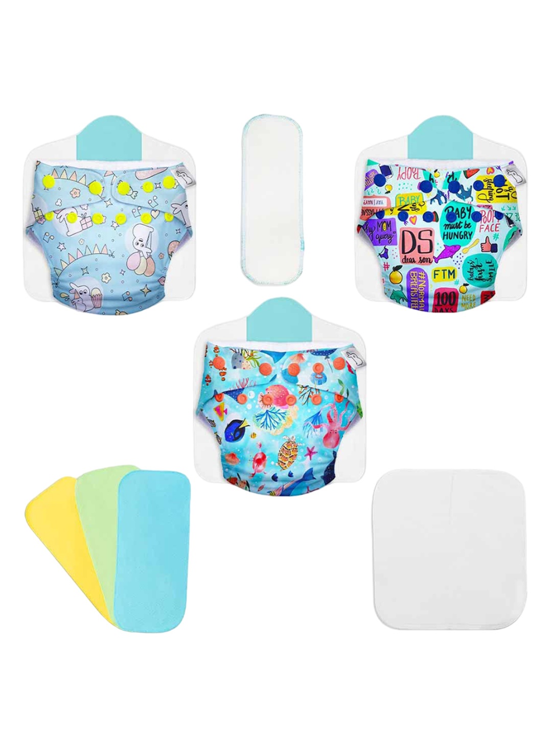 

SuperBottoms Set Of 8 UNO Cloth Diaper-Booster Pads-Easy Clean Top Sheets, White