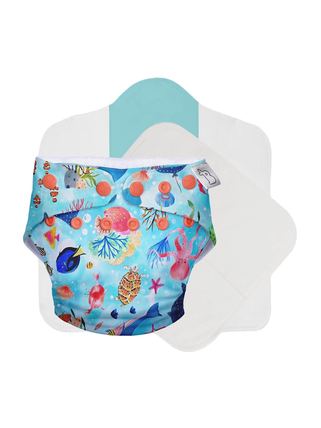

SuperBottoms Reusable Cloth Diaper With Cotton Soaker & Booster Pad, Blue