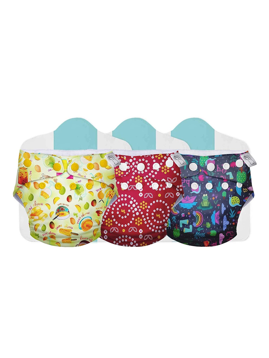 

SuperBottoms Set Of 3 Dry Feel Reusable Cloth Diapers, Blue