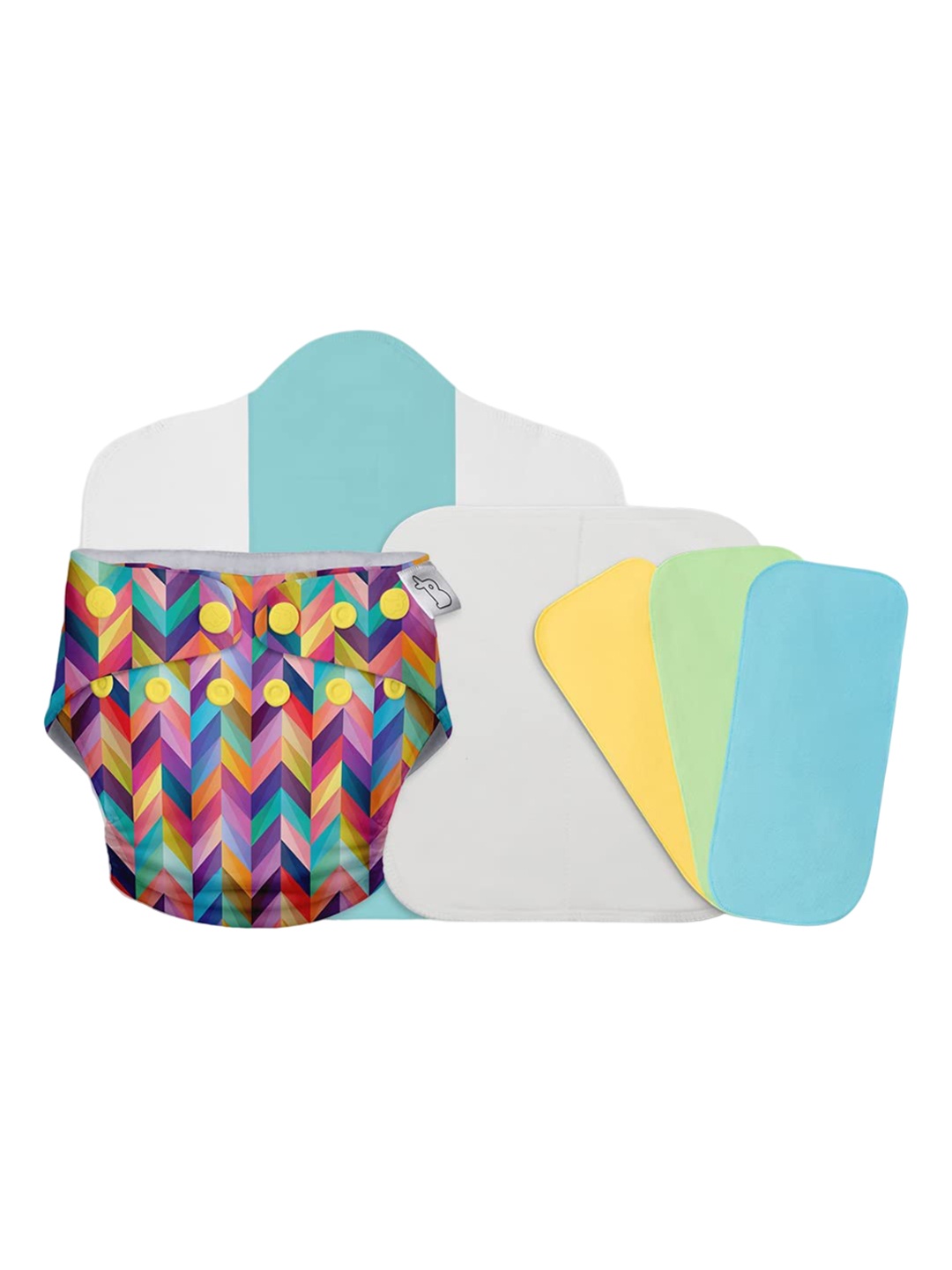 

SuperBottoms Set Of 5 Dry Feel Reusable Cloth Diaper With Top Sheets & Booster Pad, Blue