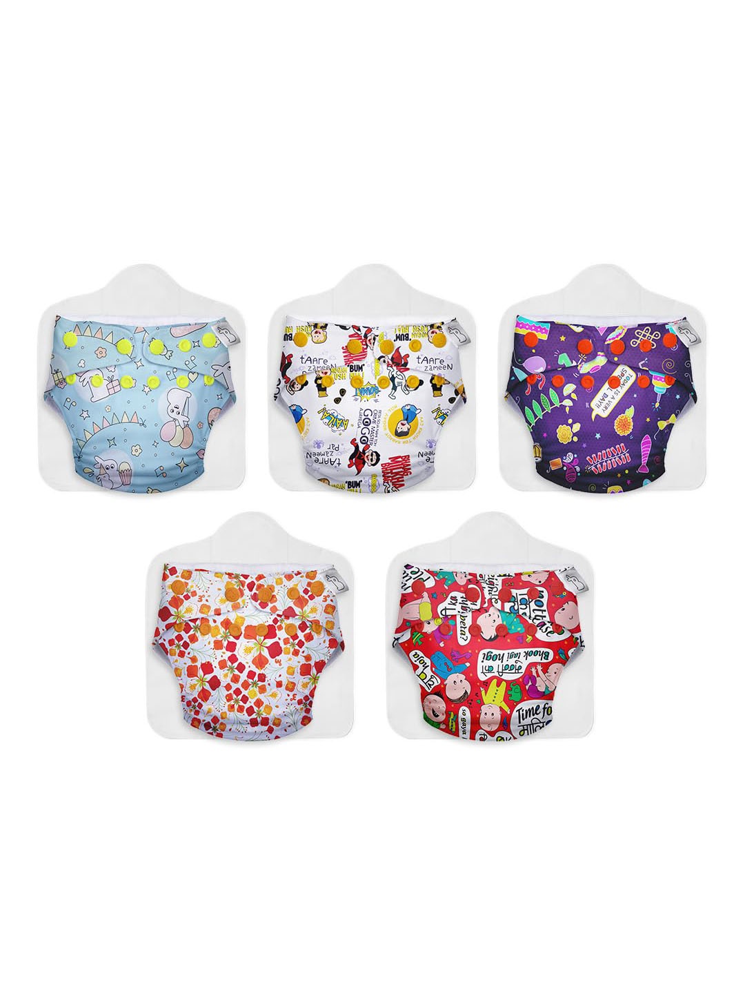 

SuperBottoms UNO Set Of 10 Reusable Cloth Diaper With Easy Snaps-Dry Feel Magic Pads, White