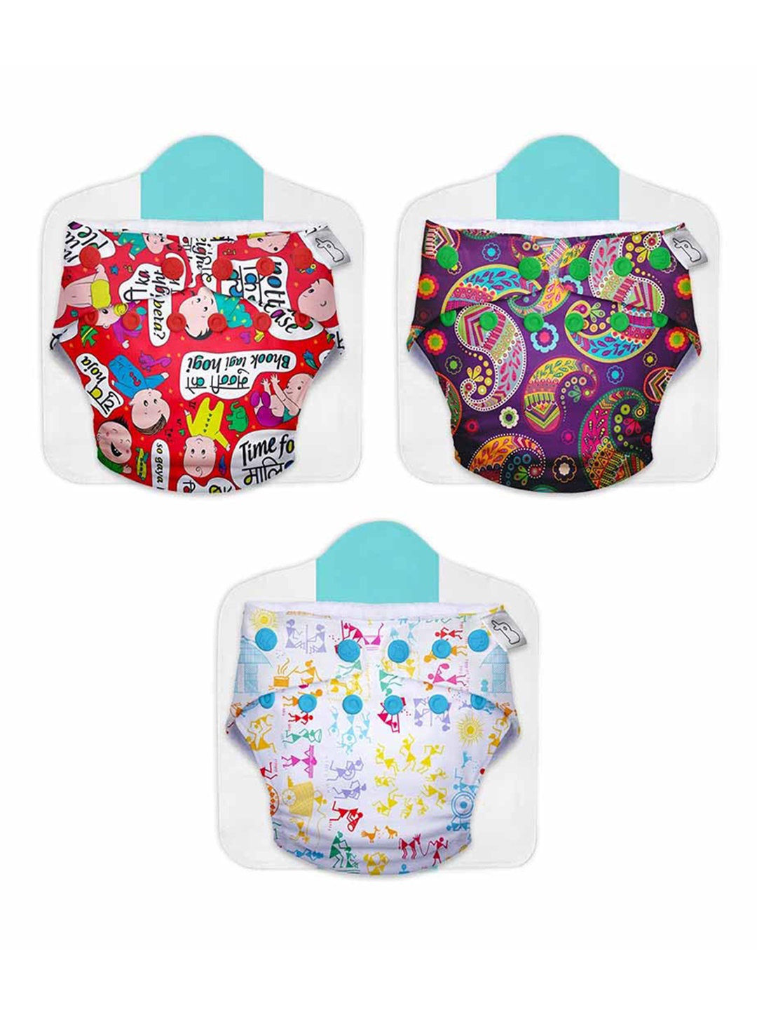 

SuperBottoms Set Of 3 Dry Feel Reusable Cloth Diapers, White