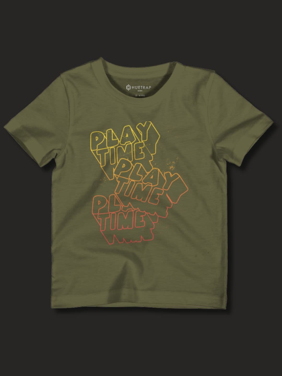 

Huetrap Boys Typography Printed Round Neck Cotton T-shirt, Olive