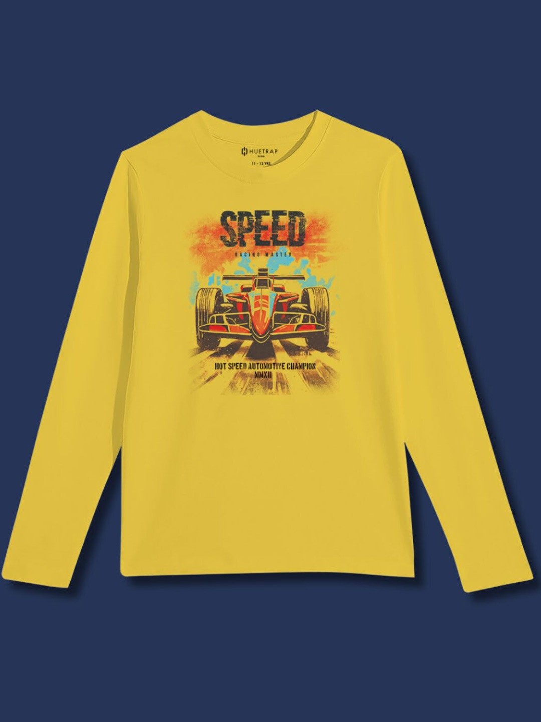 

Huetrap Boys Graphic Printed Long Sleeves Cotton T-shirt, Yellow