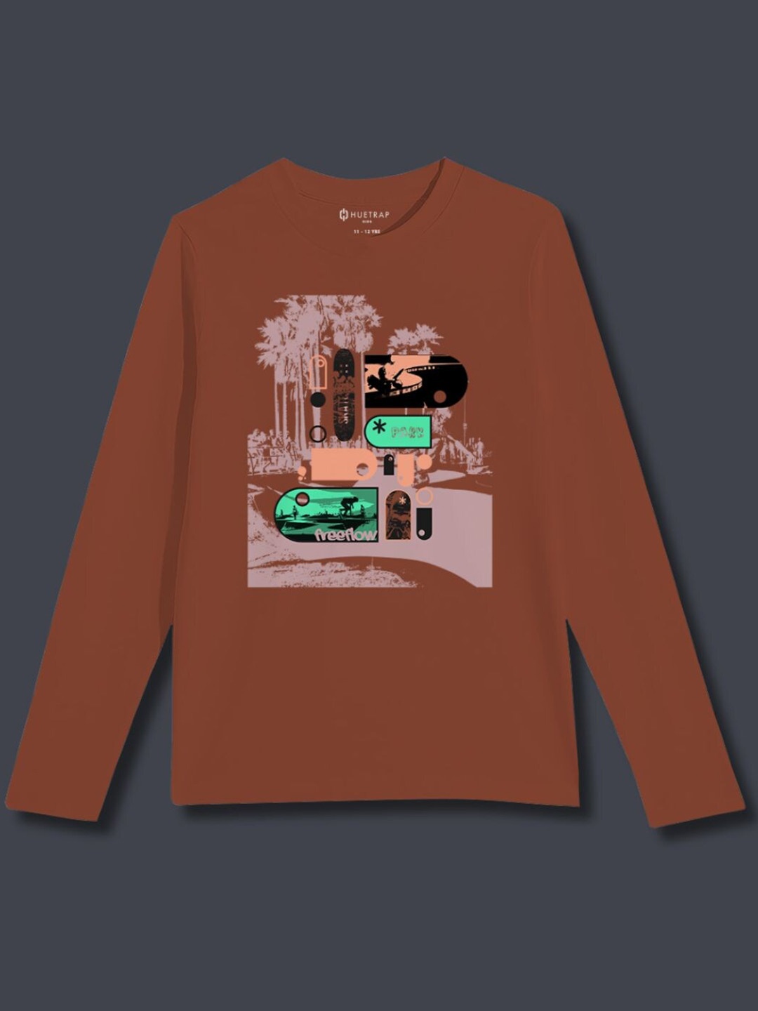 

Huetrap Boys Printed Round Neck Cotton T-shirt, Orange