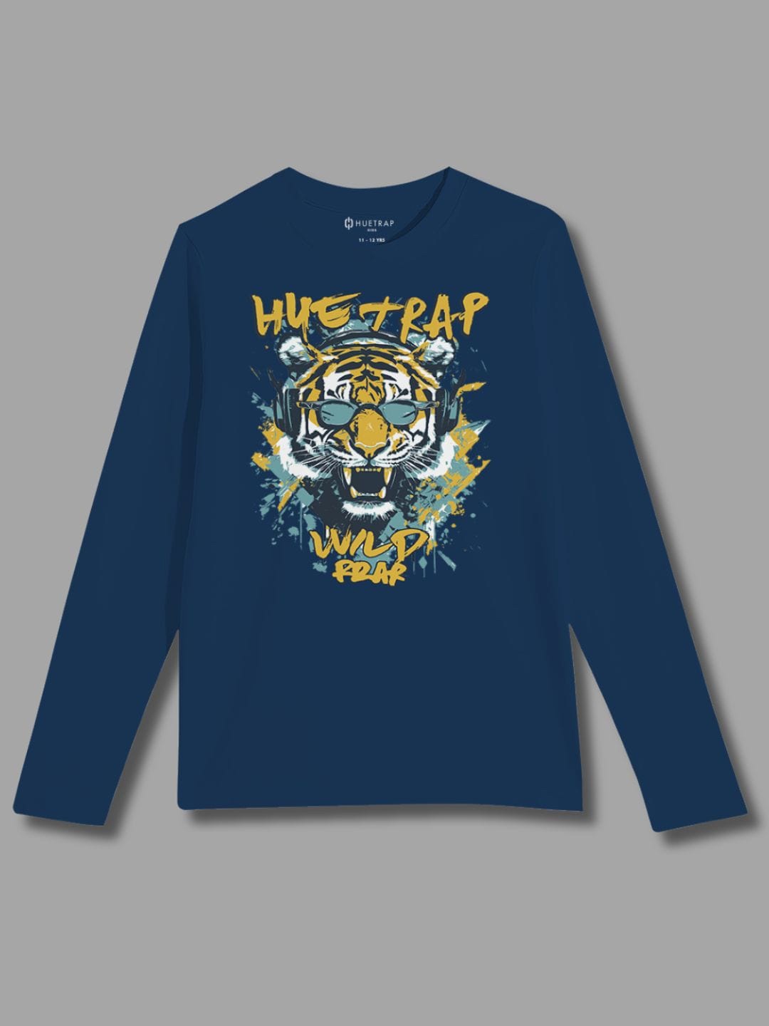 

Huetrap Boys Graphic Printed Round Neck Cotton T-shirt, Navy blue