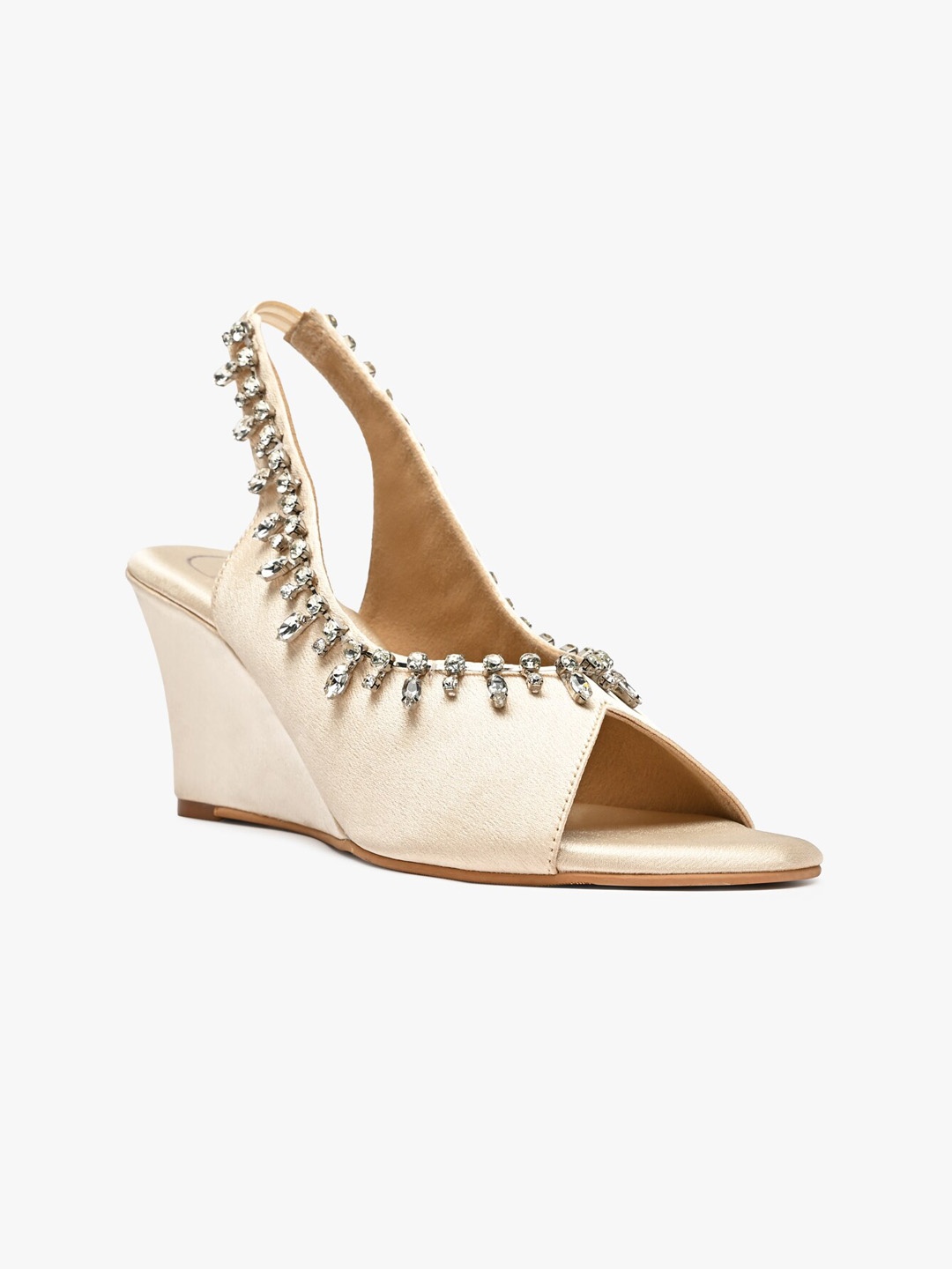 

RIVR Embellished Wedge Heels, Cream