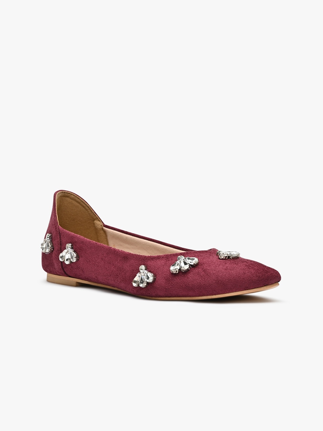 

RIVR Embellished Round Toe Ballerinas, Purple