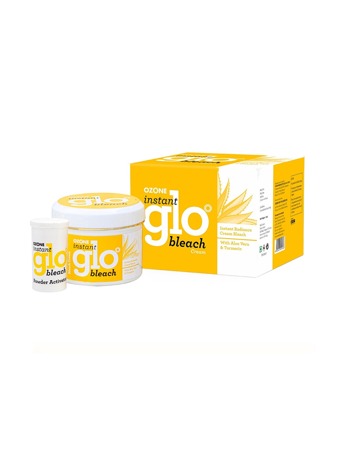 

Ozone Instant Glo Bleach Cream & Activator with Aloe Vera & Turmeric - 250g, Yellow