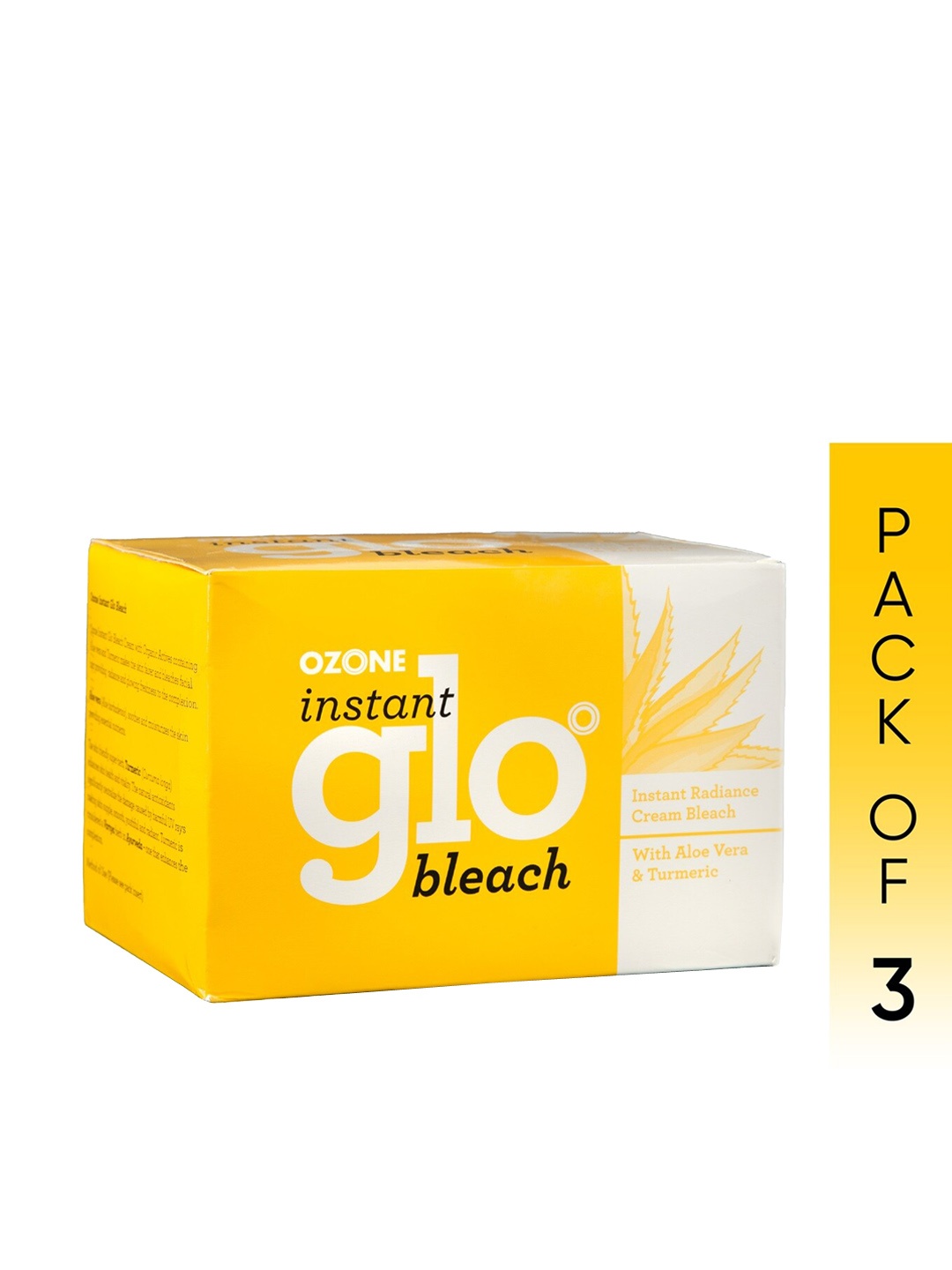 

Ozone Set Of 3 Instant Glo Cream Bleach & Activator with Aloe Vera & Turmeric - 43g Each, Yellow