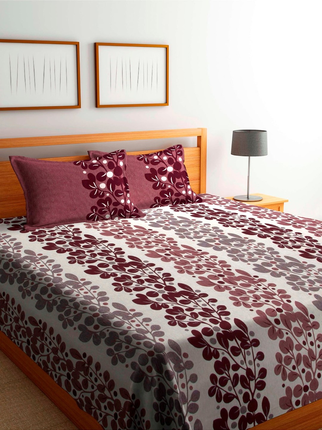 

Aura Burgundy Woven Design 180TC Double Queen Bed Cover With 2 Pillow Covers