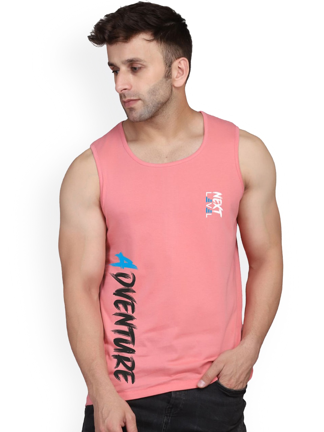 

SLOWLORIS Pack of 2 Printed Bio-Wash Combed Cotton Innerwear Vests, Peach