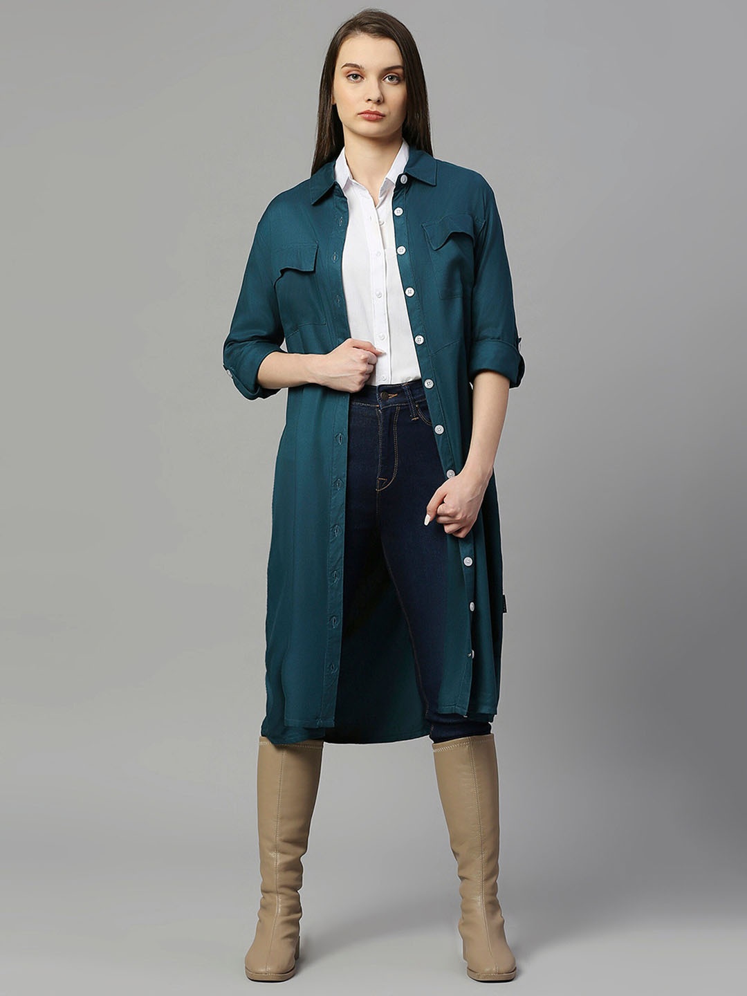 

Dream of Glory Inc Midi Shirt Dress, Teal