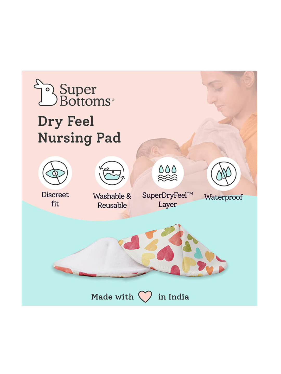 

SuperBottoms Set Of 8 Super Dry Feel Nursing Pads, Multi