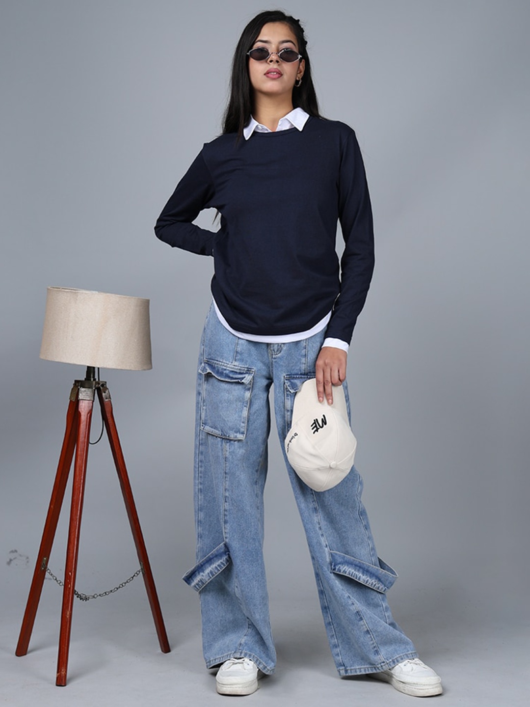 

Eyebogler Round Neck Cotton T-shirt, Navy blue