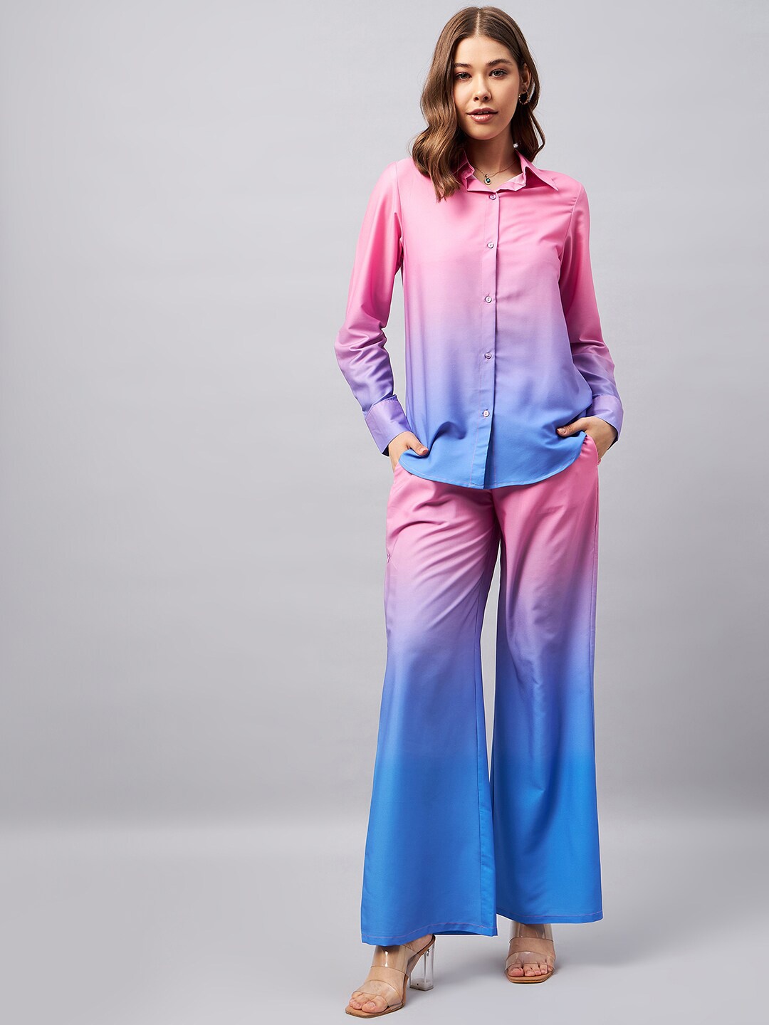 

Orchid Blues Dyed Shirt With Trousers Co-Ords, Pink