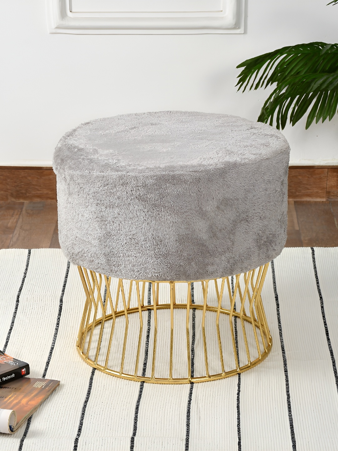 

COMFIDELITAS Grey Cylindrical Shaped Seating Ottoman