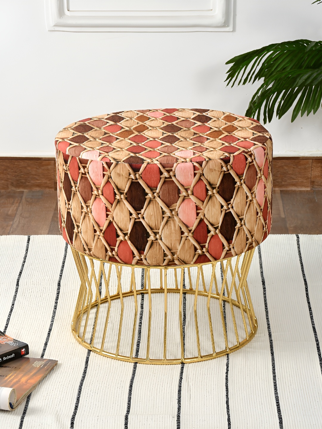 

COMFIDELITAS Brown Textured Metal Seating Ottoman
