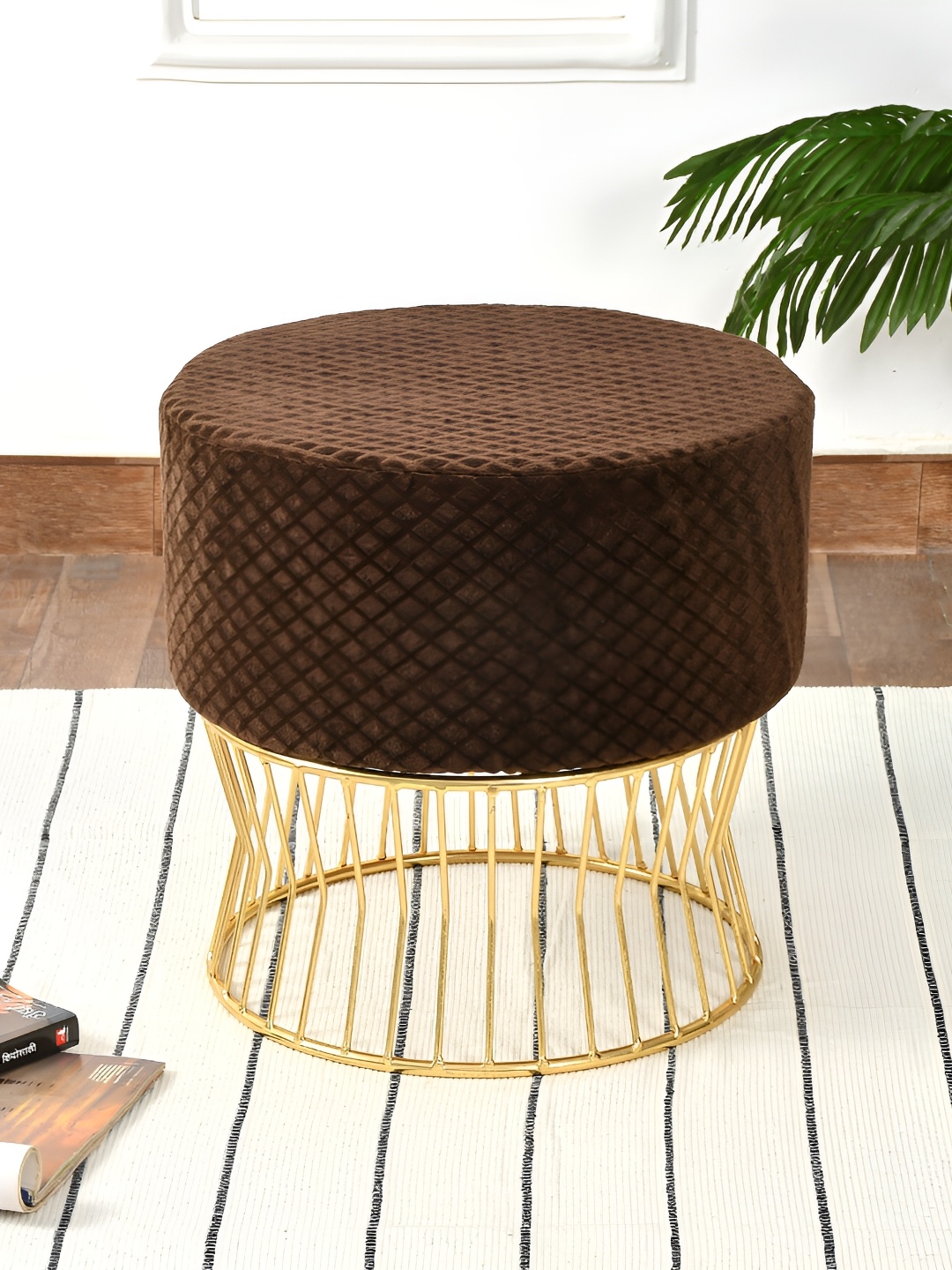 

COMFIDELITAS Teviston Brown Metal Seating Ottoman