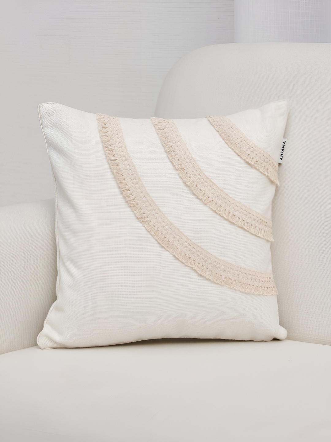 

Ariana White & Cream Coloured Striped Square Cushion Covers