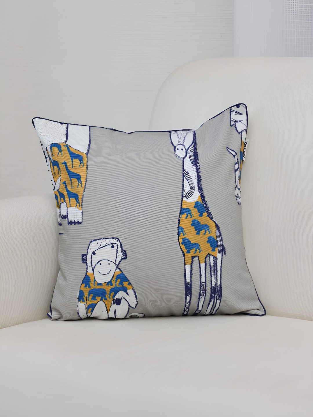 

Ariana Grey & White Abstract Square Cushion Cover