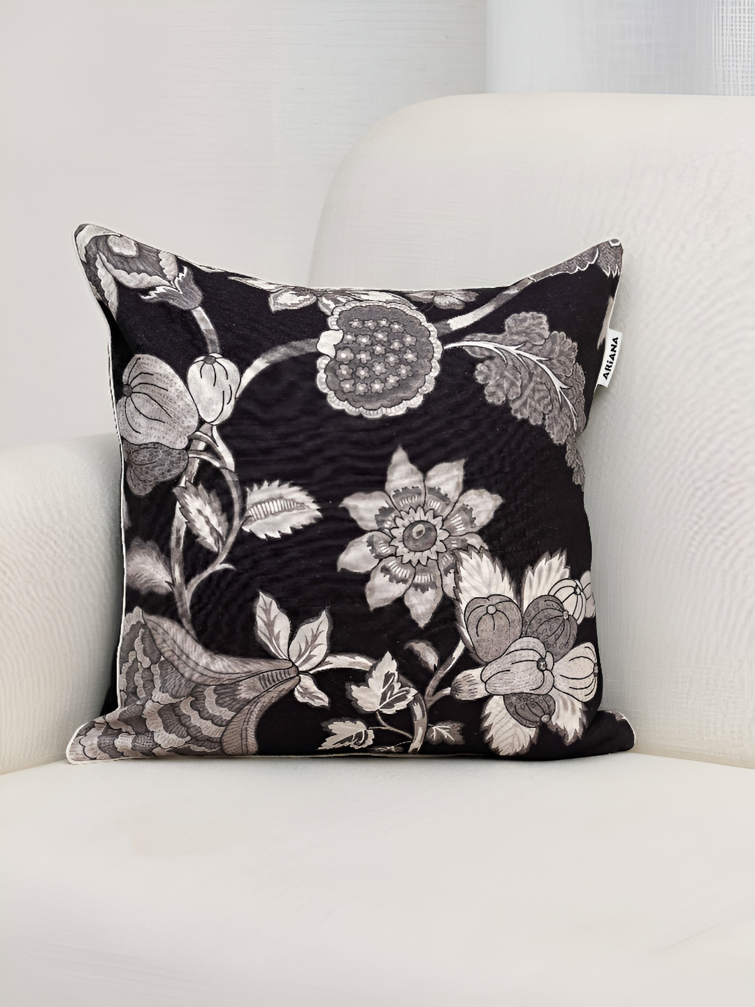 

Ariana Black & White Floral Square Cushion Cover