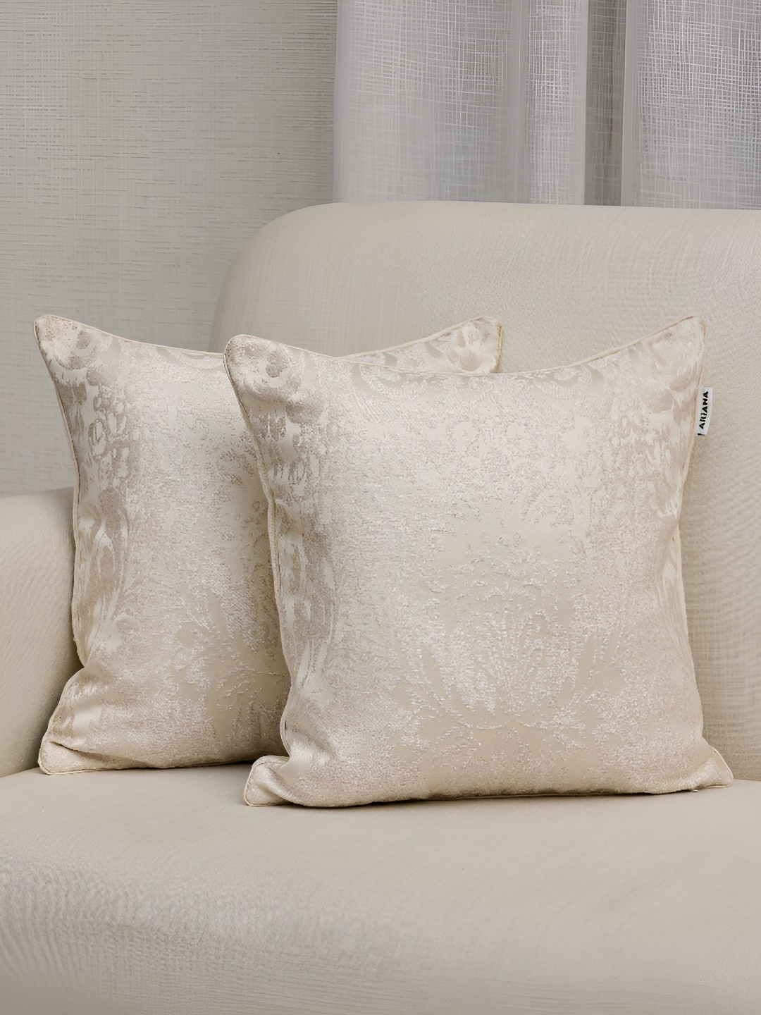 

Ariana Cream Coloured 2 Pieces Ethnic Motifs Square Cushion Covers