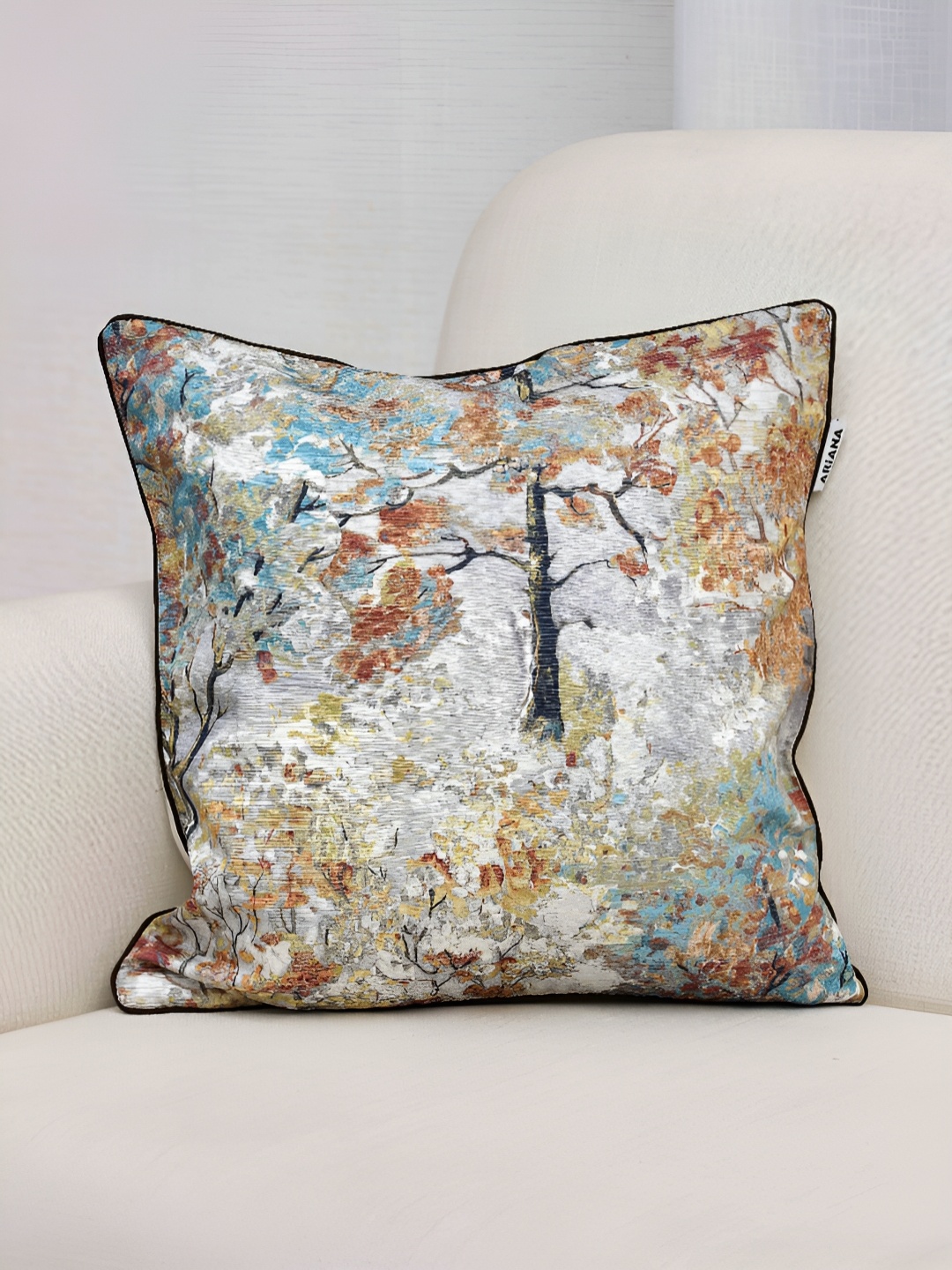 

Ariana White & Brown Floral Square Cushion Cover