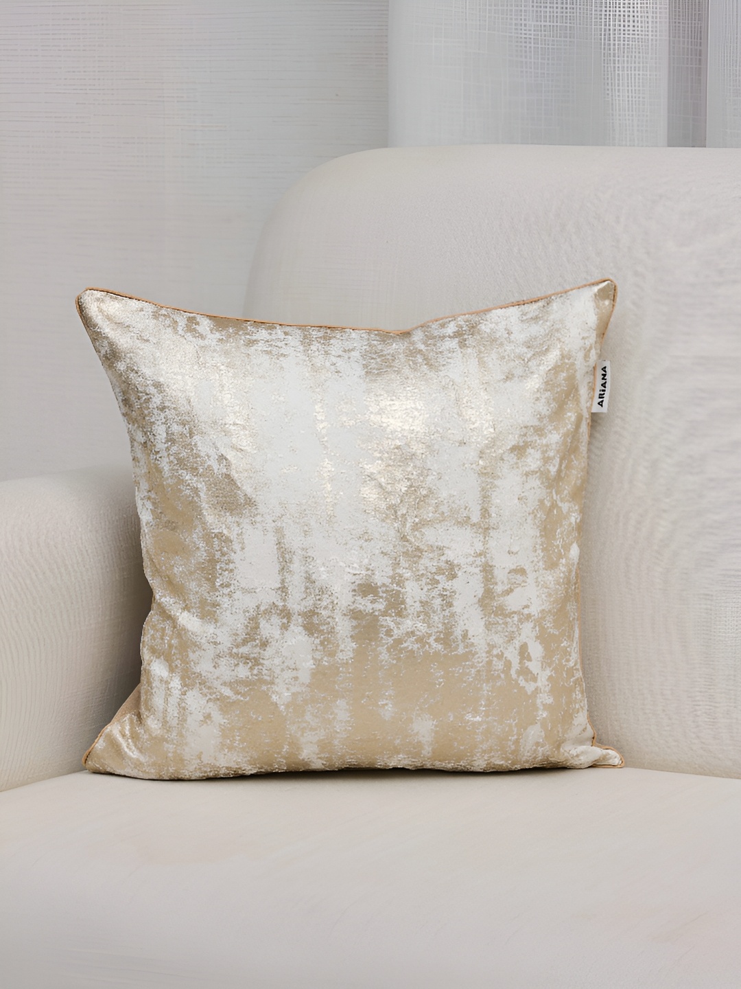 

Ariana Gold-Toned Abstract Square Cushion Cover