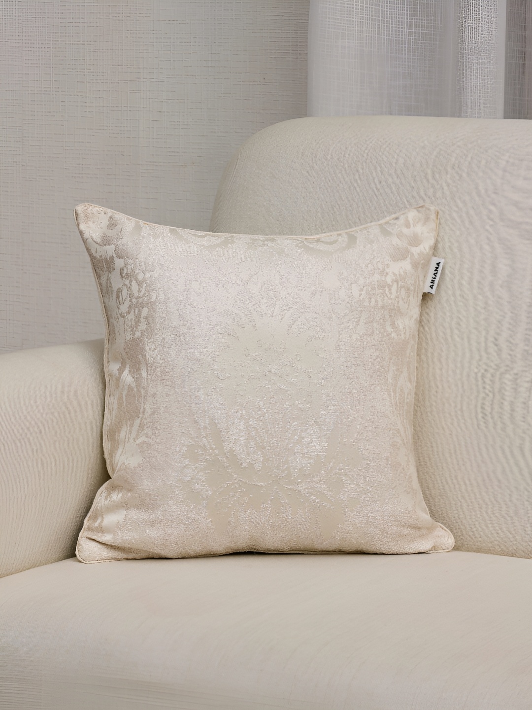 

Ariana Cream-Coloured Ethnic Motifs Square Cushion Cover
