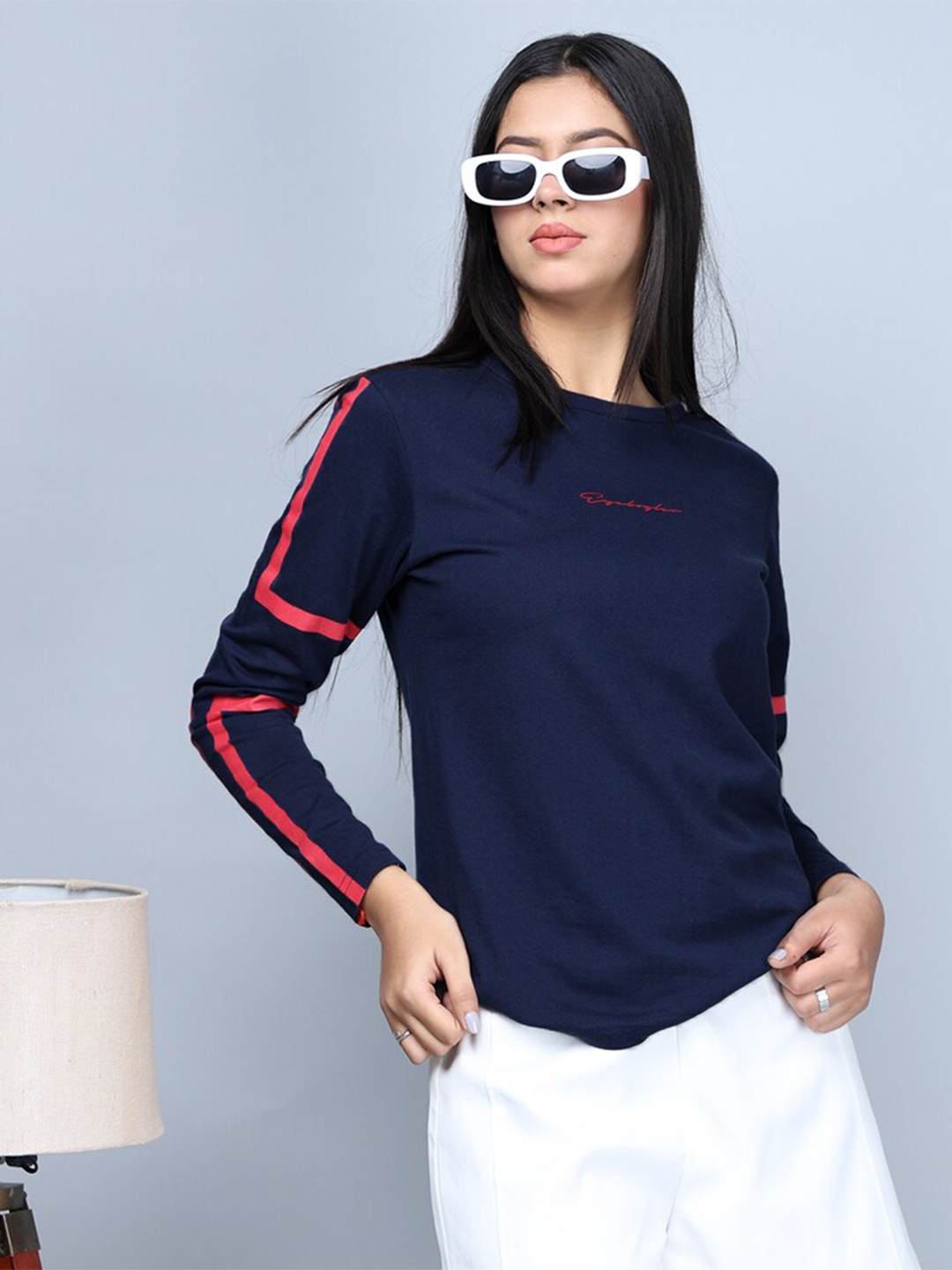 

Eyebogler Round Neck Long Sleeves Regular Fit T-shirt, Navy blue