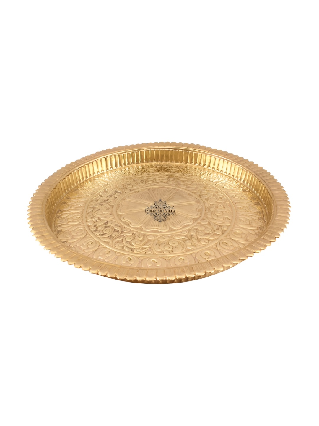 

INDIAN ART VILLA Gold Toned Brass Puja Thali