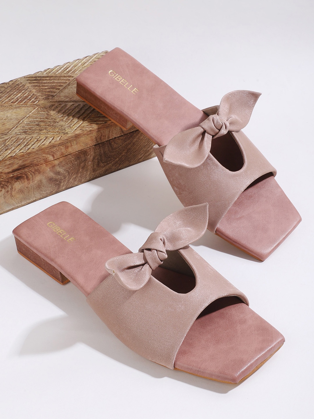 

Gibelle Open Toe Flats With Bow, Peach