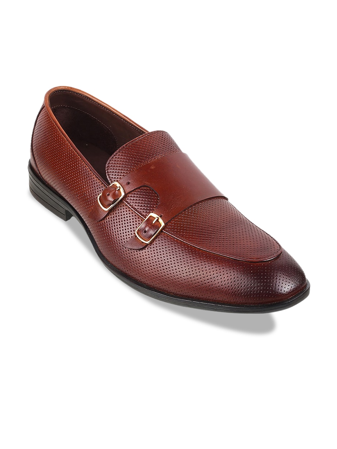 

Mochi Men Round Toe Formal Monk Shoes, Tan