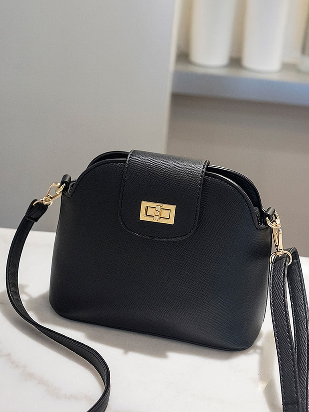 

Diva Dale PU Half Moon Handheld Bag, Black