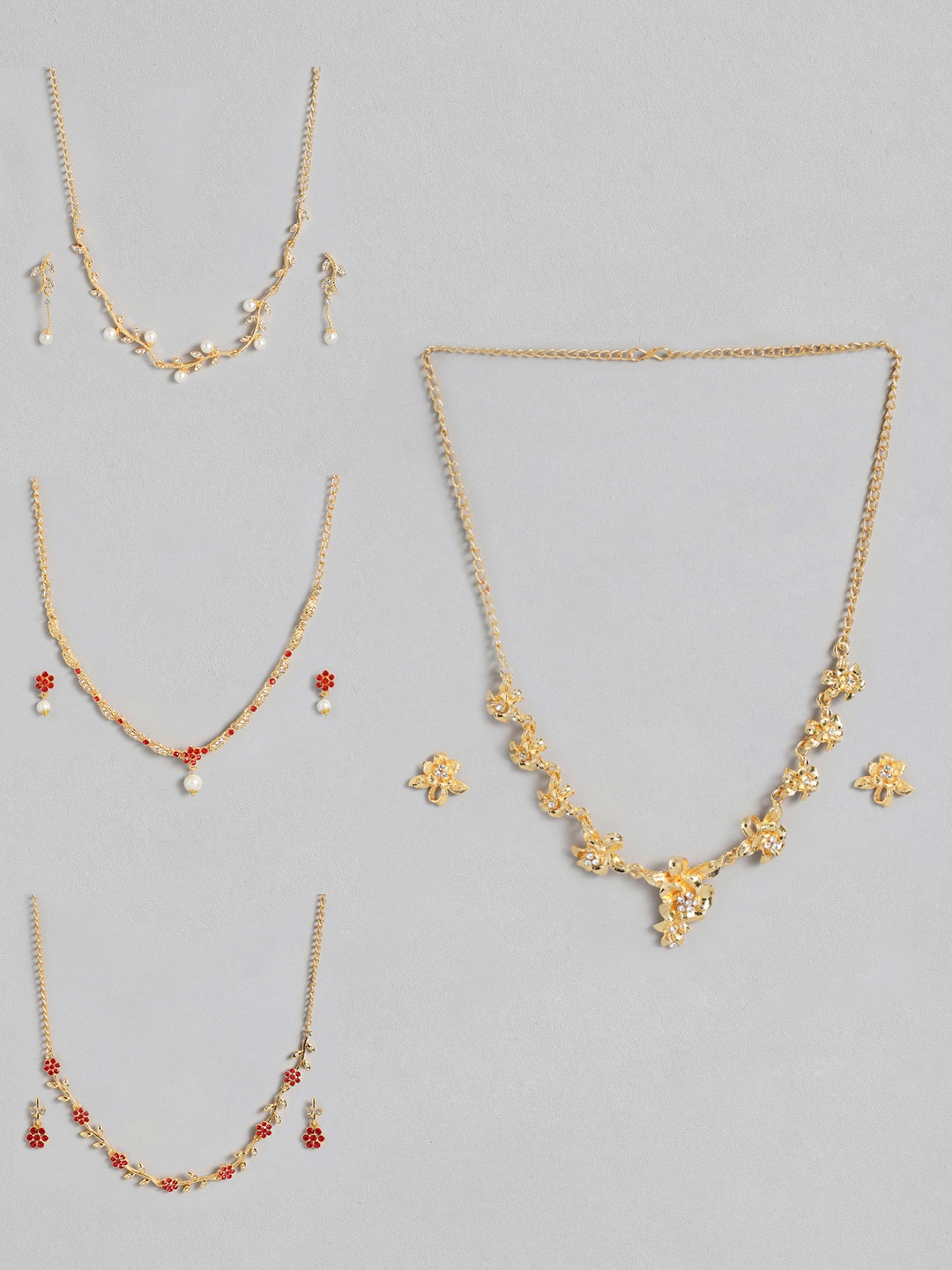 

Estele Set of 4 Gold-Plated Stones-Studded Jewellery Set